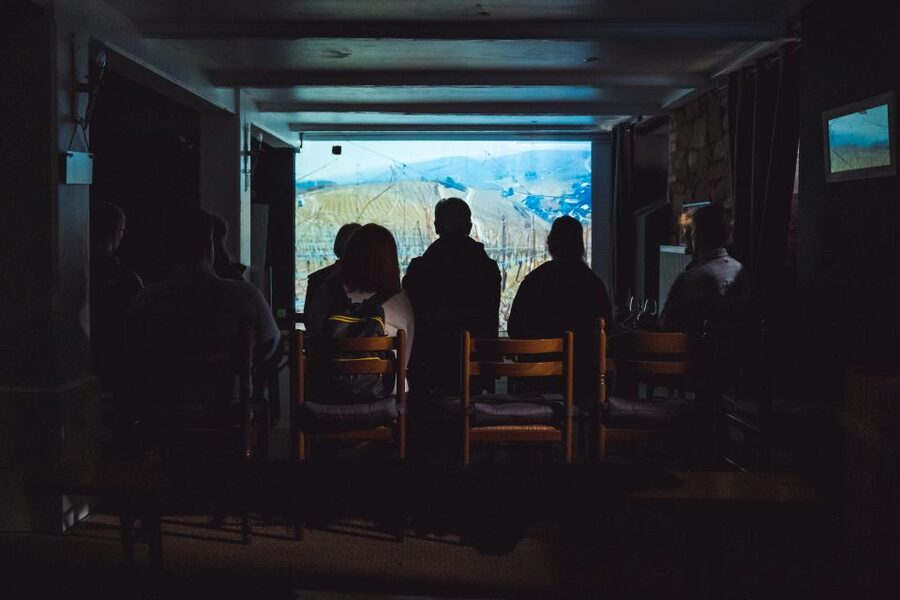 Alsatian Immersive Wine Tour, Wine Tasting & wine/tea time - The 180-degree film projected onto the barrels