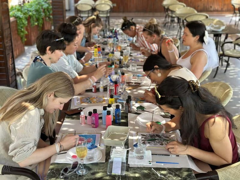 Antalya: Frame Glass Painting Workshop with Turkish Tea - Tracing the Design with Contour Paint