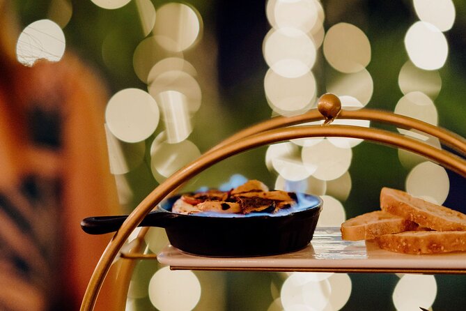 Boab and Myrtle Chandon High Tea in Broome - The flambéed camembert is the showpiece