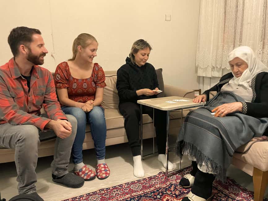 Card Game and Afternoon Turkish Tea with Local Grandma - Anane at the table