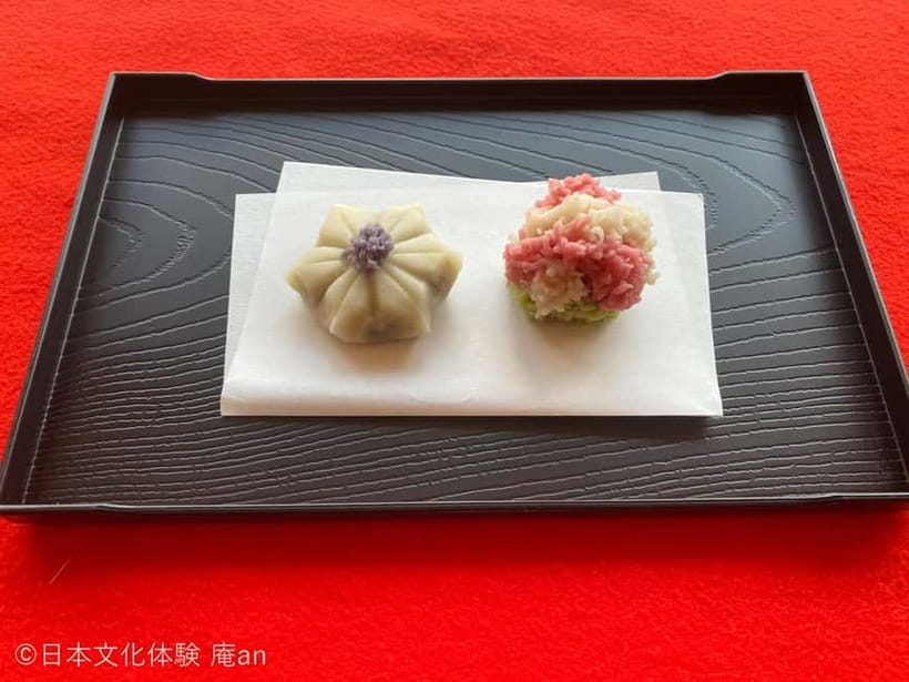 Japanese Traditional Sweets making and Tea Ceremony - The first 55 minutes: shaping two seasonal sweets