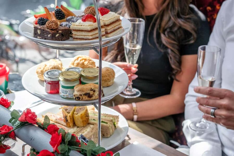 London: Afternoon Tea Bus Tour & London Eye Option - The afternoon tea menu, from gammon to clotted cream