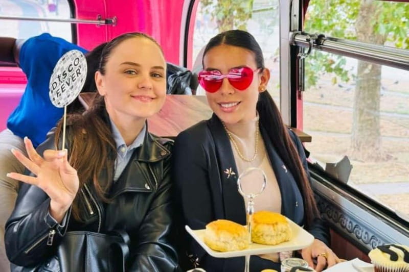 London: "Here We Go Again" Afternoon Tea Bus - A pink bus, afternoon tea, and ABBA in the capital