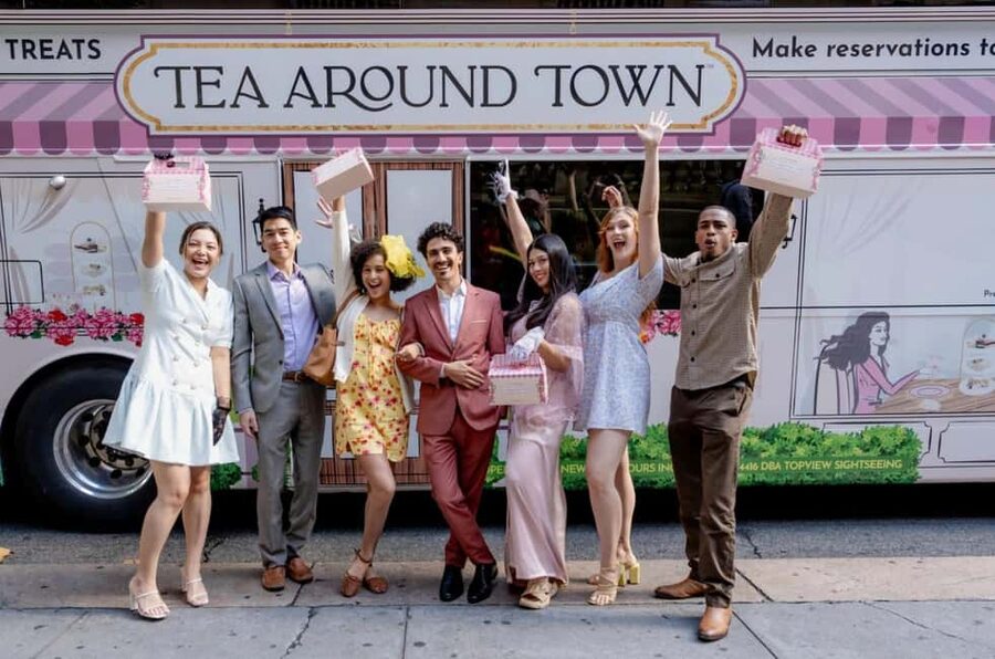 NYC: Tea Around Town Bus Tour with Live Entertainment - A pink teahouse on 42nd Street