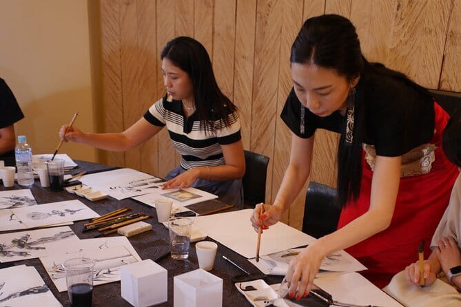 Sumi-e Ink Painting Suiboku-Ga Workshop in a Japanese Teahouse - Meeting Rensui at the Tsukiji Teahouse