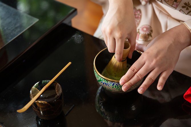 Tea ceremony experience with simple kimono in Okinawa - Sitting at a Ryurei-style table