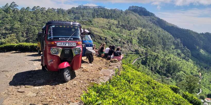 Tuk-Tuk Safari Liptons seat,Tea Fields Hike,TeaFactory Tour - Walking the estate paths toward Lipton Seat
